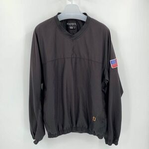 Mens Footjoy‎ Black V Neck Golf Windbreaker Pullover Preppy Golfing Size M